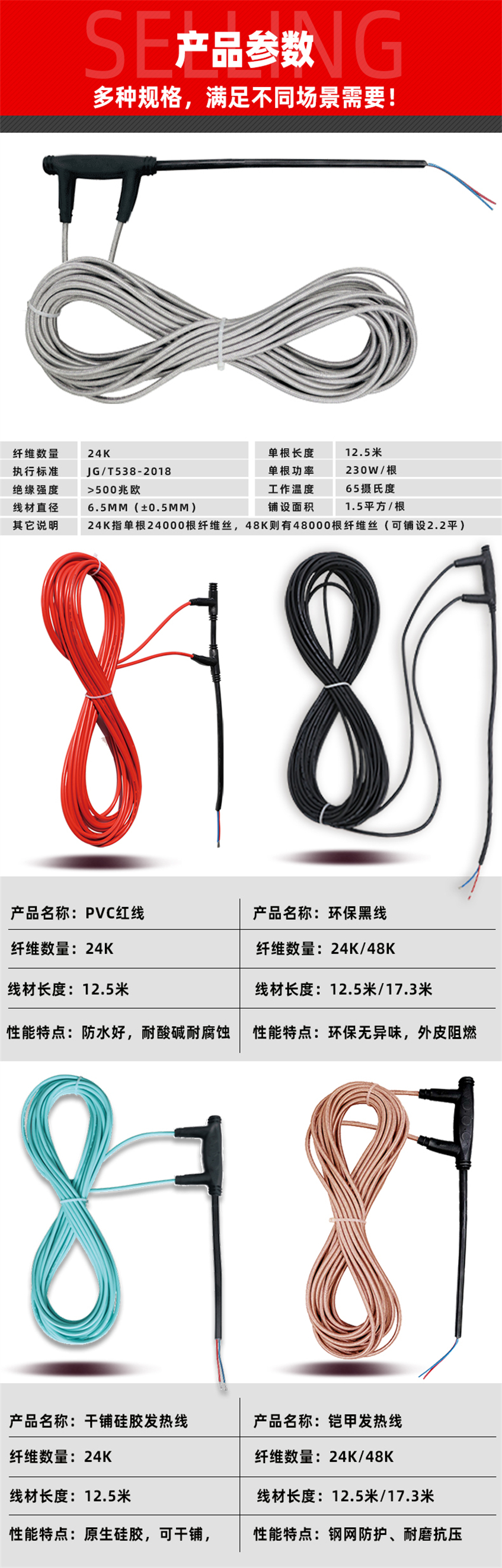 24K-銀裝鎧甲石墨烯電地暖發(fā)熱線